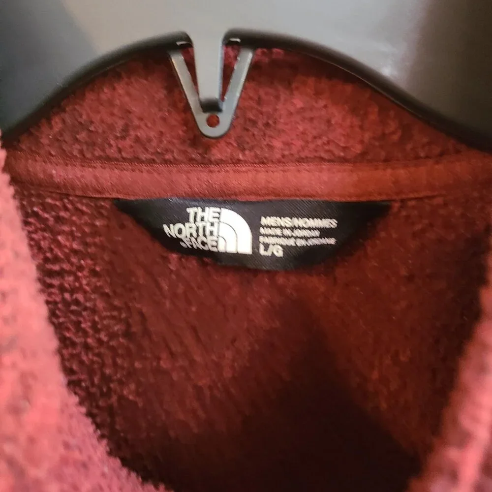The North Face Mens Knit Jacket Full Zip Pockets Outdoor Maroon Size L
